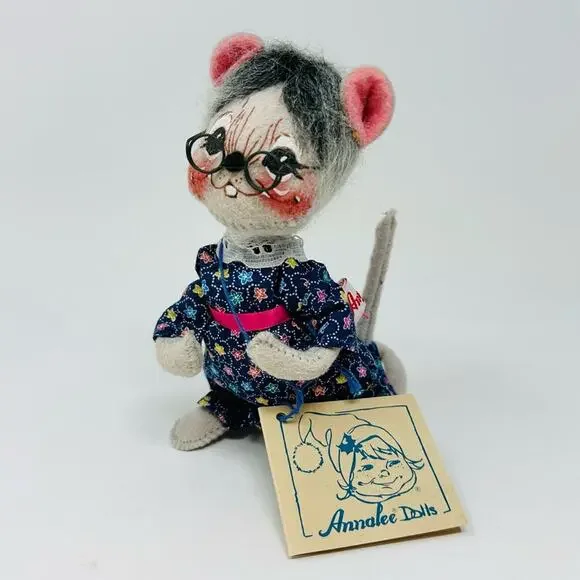 Vintage Annalee Granny Grandma Mouse Doll Plush w/ Glasses Mobilitee Collectible - Picture 5 of 11